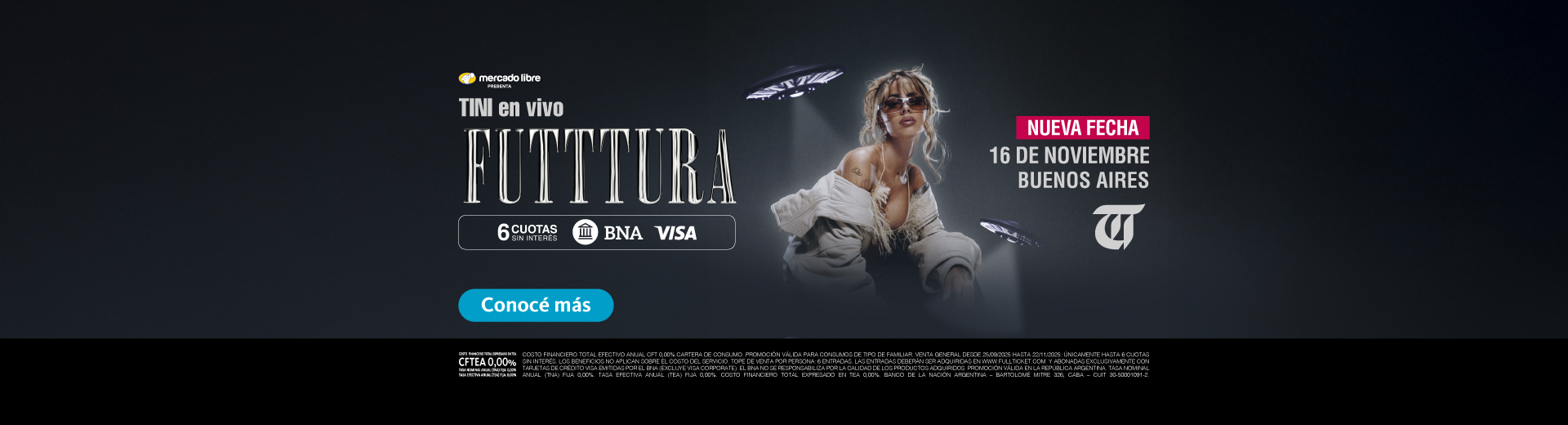 Nueva función de tini, compra tu entrada para el 16 de noviembre en 6 cuotas sin interes haciendo clic en el enlace